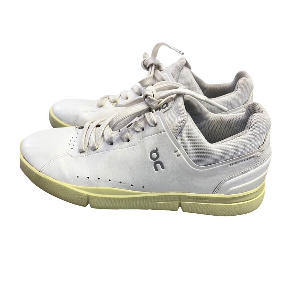 On Running The Roger Advantage Women 10 White Yellow Tennis Sneakers 48.98958